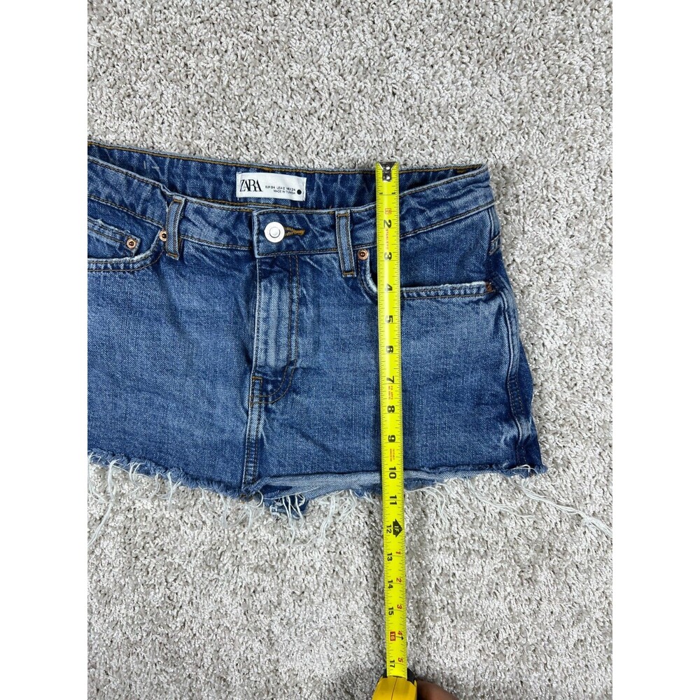 Zara Denim Micro Mini Shorts Womens US 2 Distressed Frayed Blue Jean - Picture 3 of 7